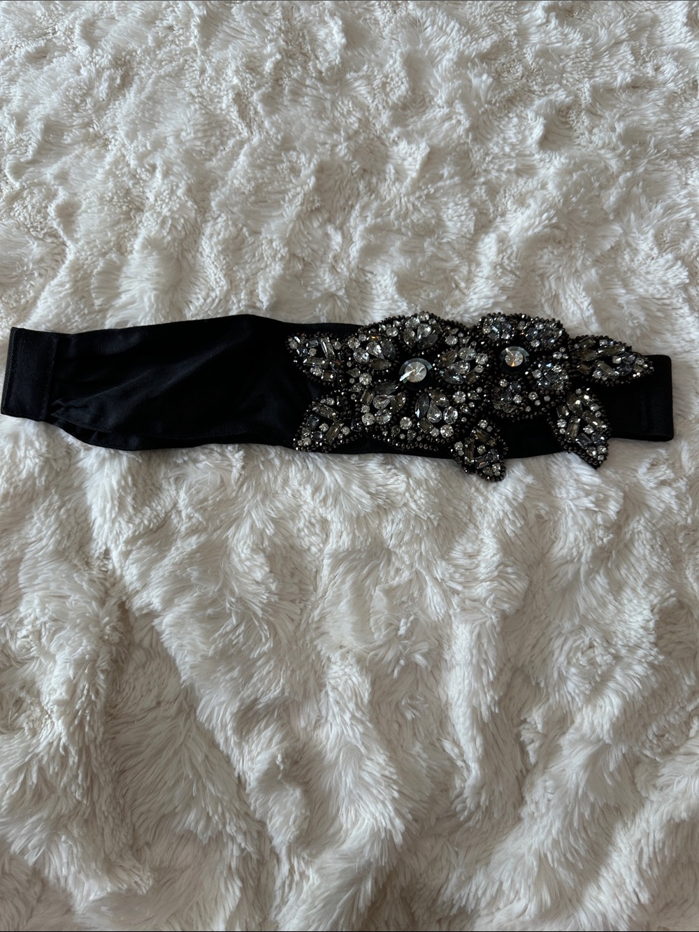 White House Black Market Black Jeweled Stretch Belt-Size Medium-32 inches